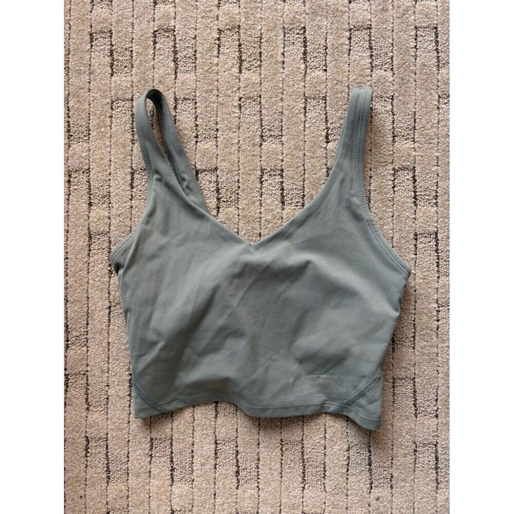 Scoop Neck Olive Green Cropped Tank Top